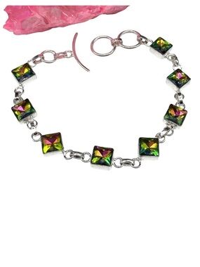 Mystic Quartz Bracelet 925 Sterling Silver Overlay